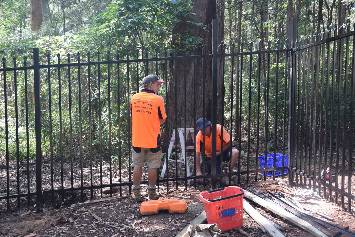 Tradesmen working on school grounds 
