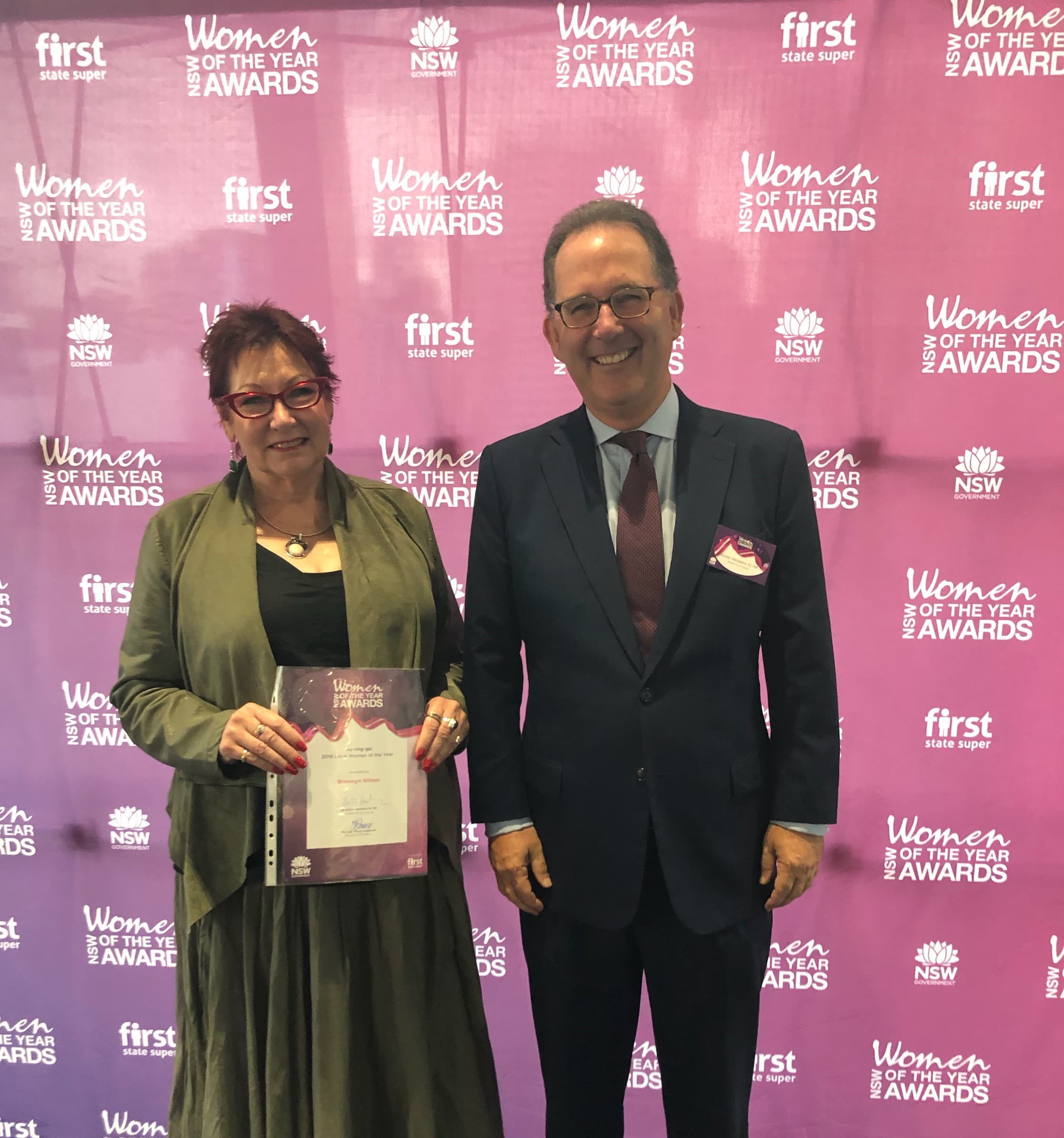 Bronwyn Bishop and Alister at the 2019 NSW Woman of the Year Awards