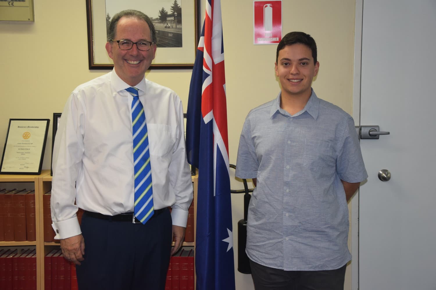 Alister congratulating a constituent 