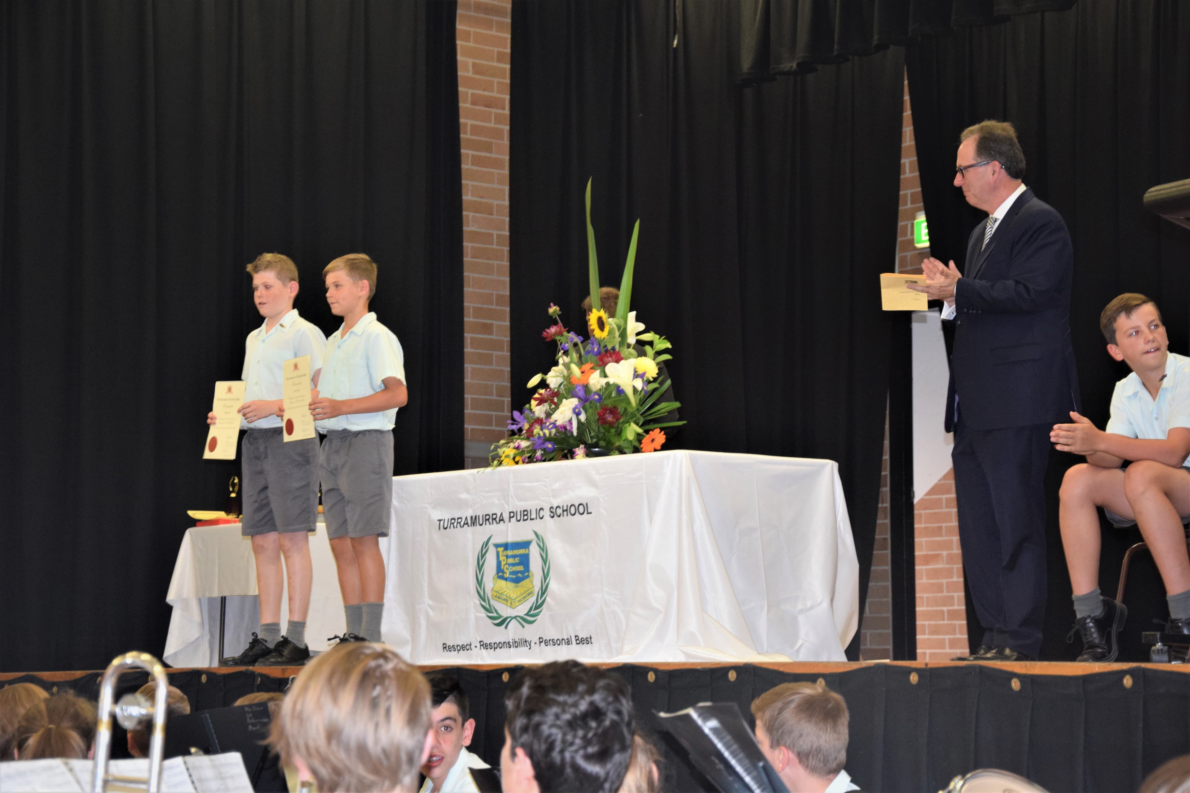 Students from Turramurra Public School receiving awards