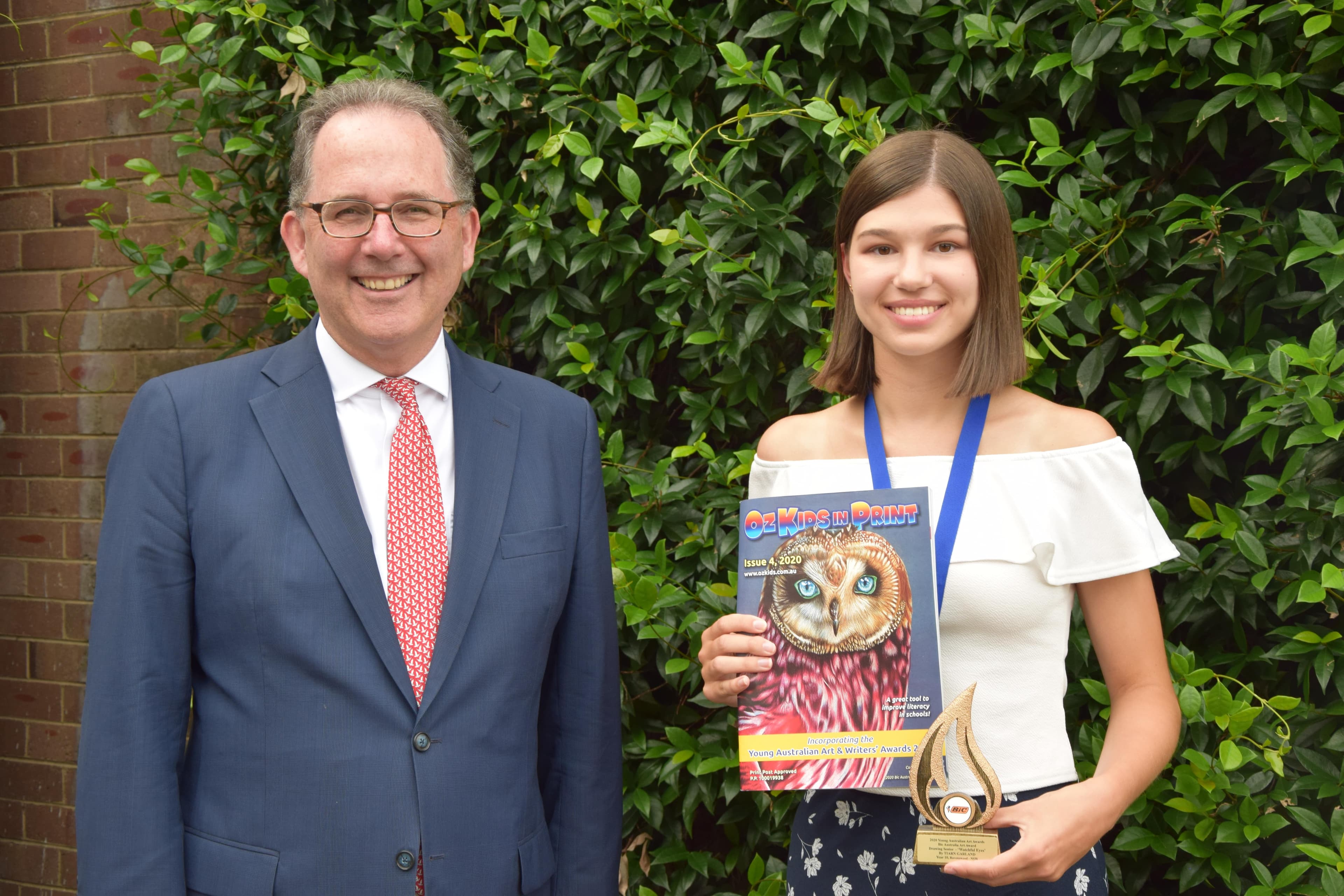 Alister Henskens SC MP with Tiarn Garland from Ravenswood School for Girls