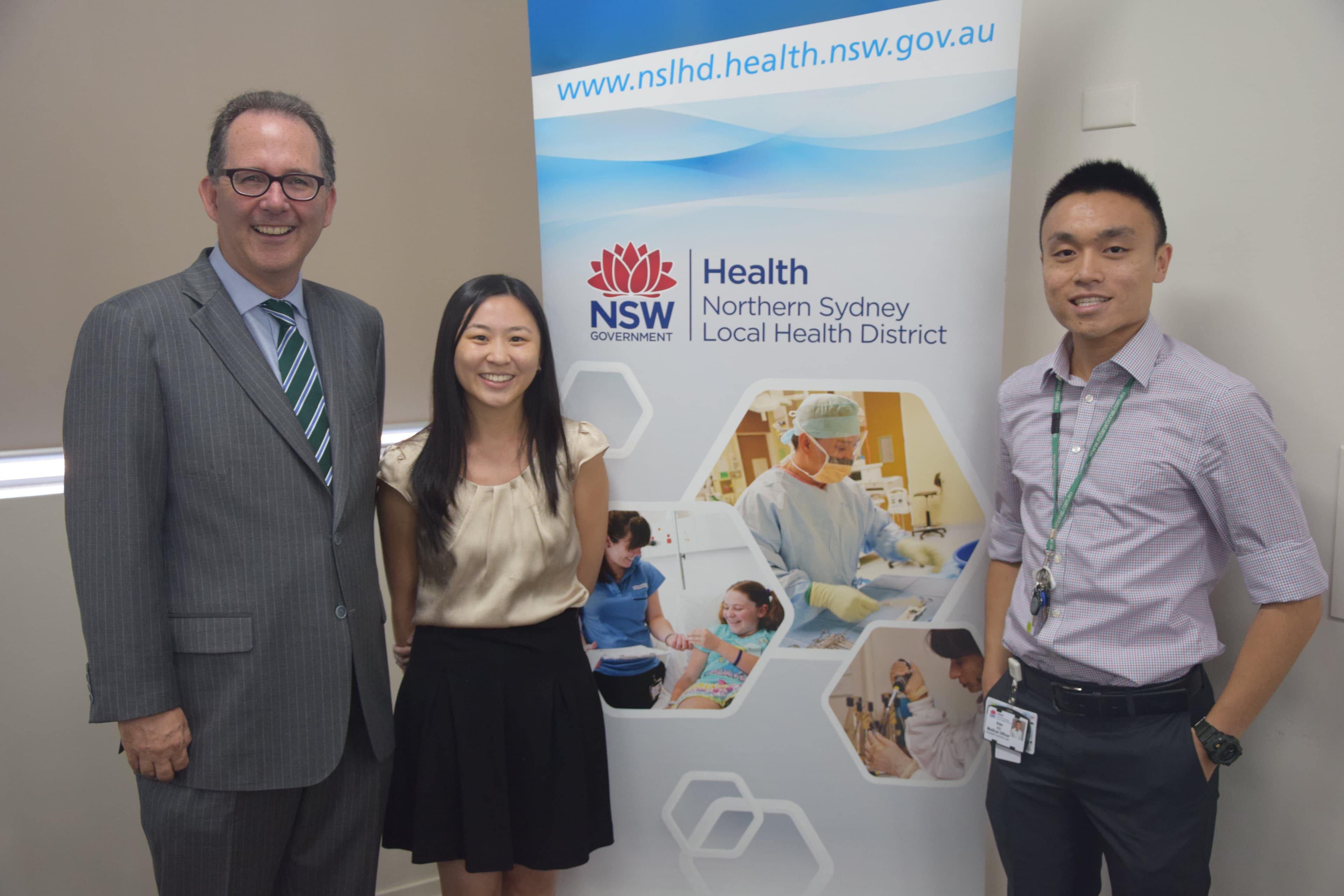 Alister pictured with two new intern doctors 
