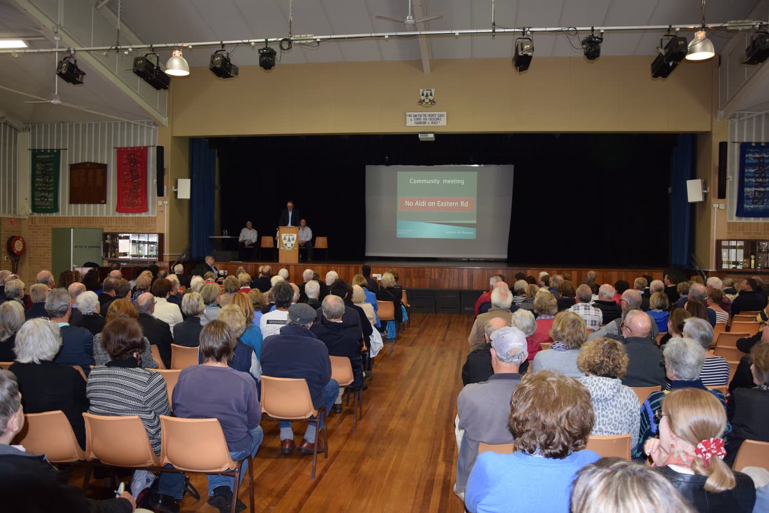 Alister speaking at the Community Meeting 