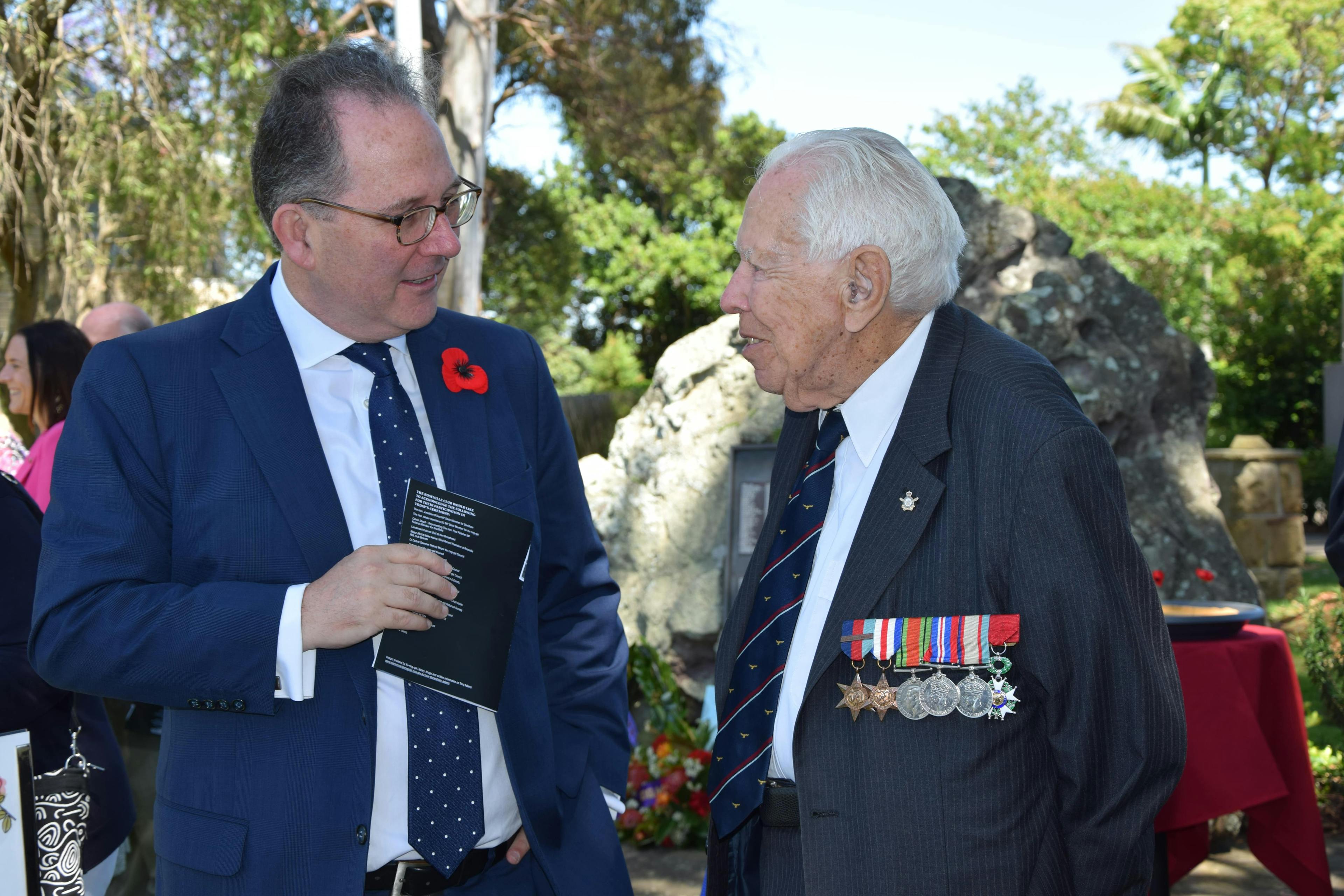 Alister Henskens SC MP with Lieutenant Colonel Ken Broadhed, Major Mike Askey and World War II Royal Australian Air Force veteran Tony Adams