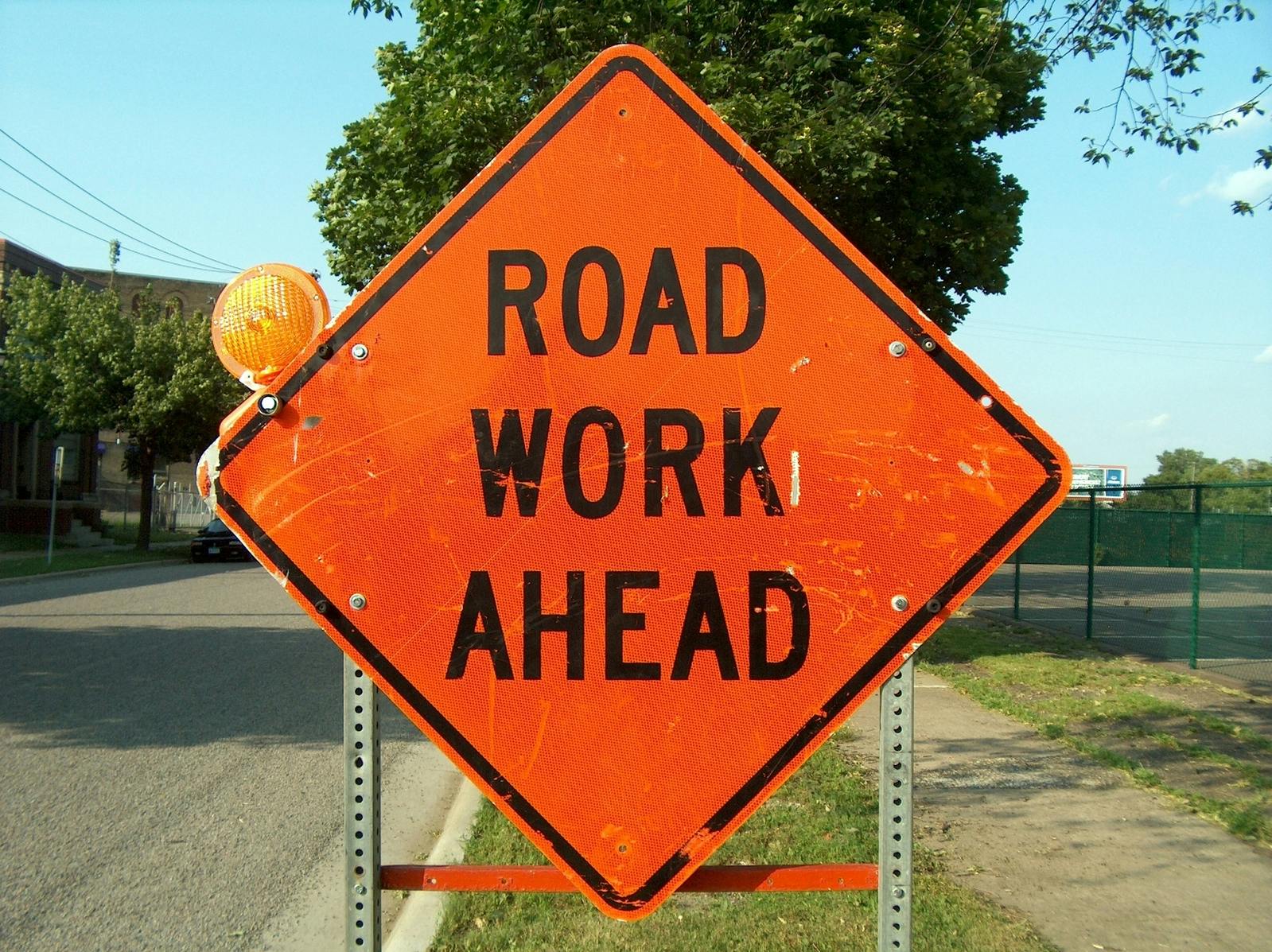Road Work Ahead Sign 