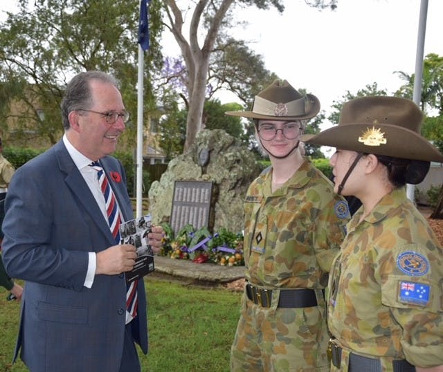 Alister Henskens SC MP with cadets