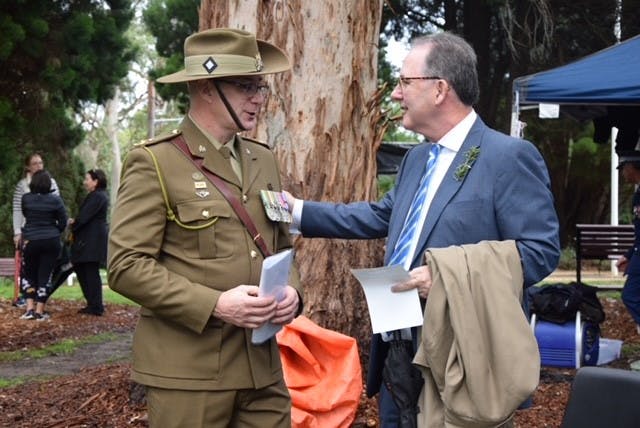 ANZAC Day commemoration with serviceman