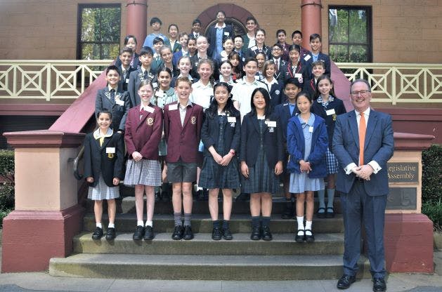 Local primary school leaders outside NSW Parliament House