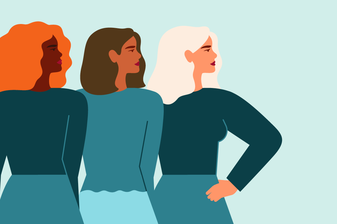 Stylised picture of three women