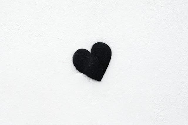 Black heart on white background